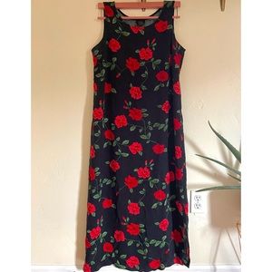 🌹90’s Teddi Red and Black Floral Maxi Dress🌹